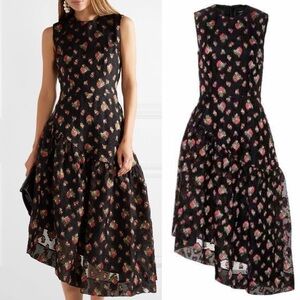 Simone Rocha Floral Silk Blend Brocade Sleeveless Midi Dress